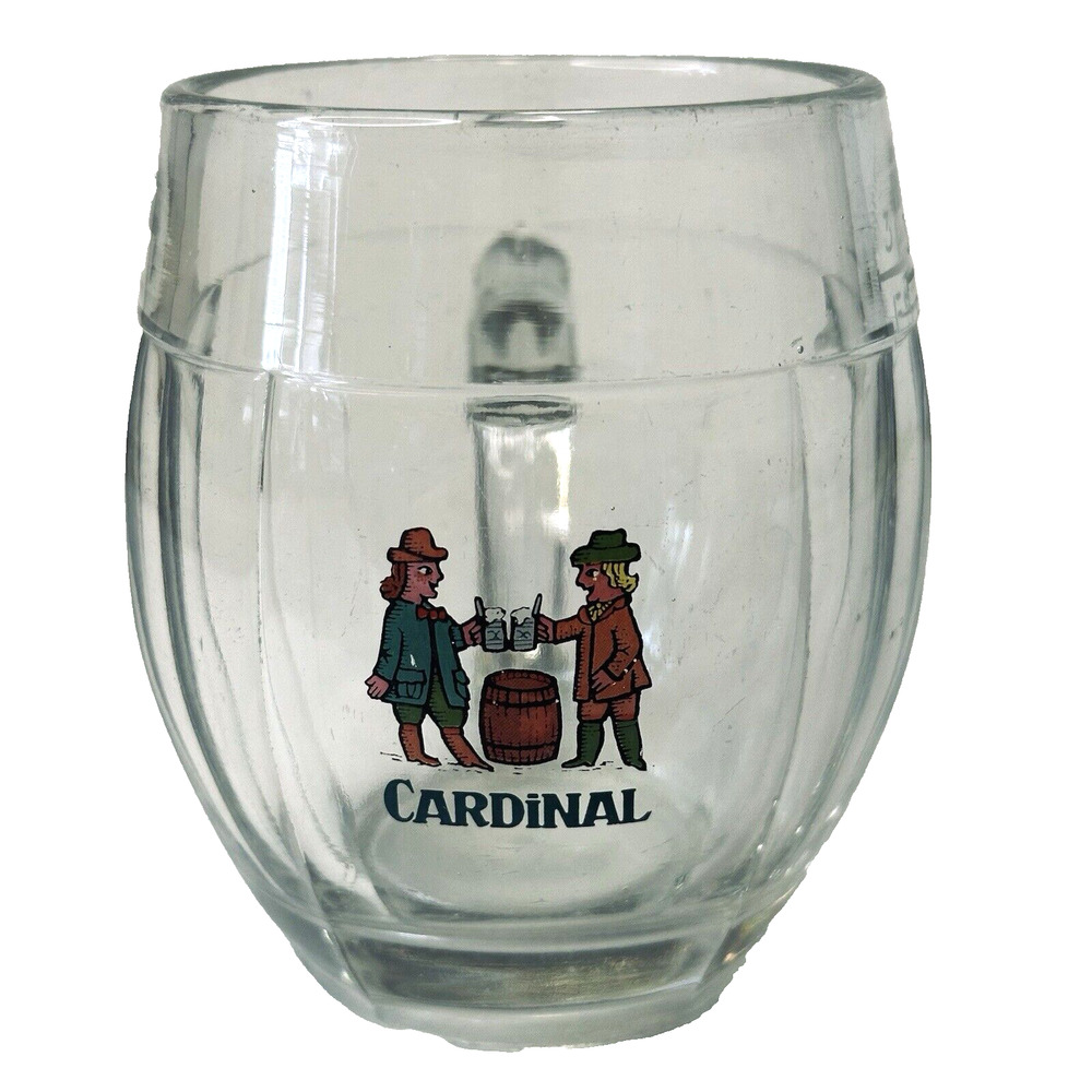 VTG Glass Goblet Barrell Mug Cardinal Clear Beer Stein 16oz 3dc/ESA